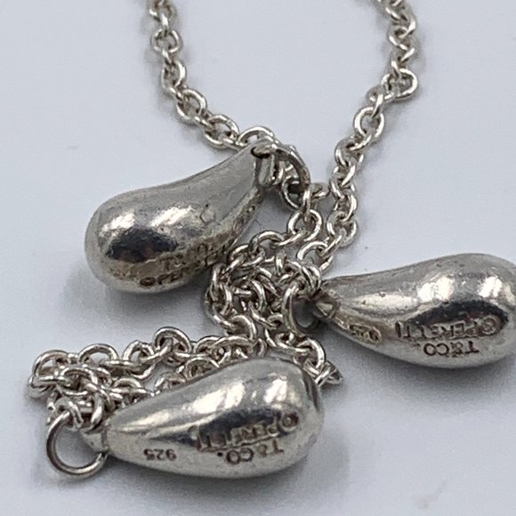 Authentic Tiffany & Co 925 Silver Triple Teardrop Pendant Bracelet - Picture 4 of 8
